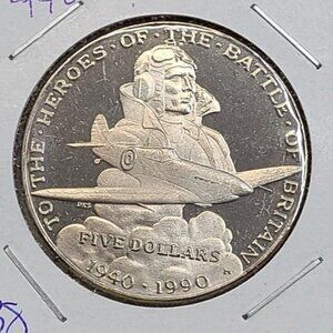 1990 50th Anniversary 5 Dollar Commemorative Coin.. 1940-1990.. Marshall Islands